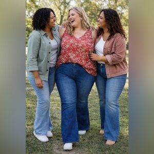 Ashley Stewart Bell Bottoms Blue Denim Jeans Size 24